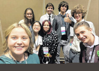 MMI students participate in the PA FBLA leadership conference Pictured from left to right are MMI seniors Kate Malay, Jessica Zheng, Emely Lopez-Rodriguez, Brenna Eckhart, Jeffrey DeAngelo, Ty McDermott, Anden Karlick, and John Schwear.