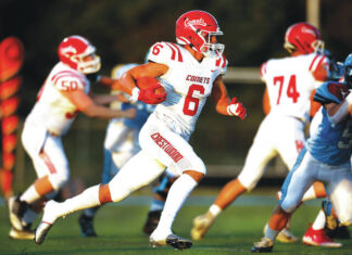 H.S. Football: Berwick, Crestwood meet again in district semifinals Saturday afternoon Crestwood running back Noah Schultz ran for 263 yards when the Comets defeated Berwick 56-21 in Week 9 of the regular season. The teams play at 1 p.m. Saturday at Crestwood in a District 2 Class 4A semifinal game. Fred Adams file photo | For Times Leader