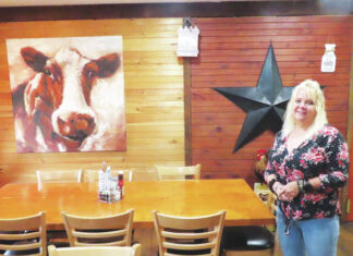 							                                Annie Davis, owner of Annies Farmhouse Bar & Grill, Route 437, White Haven, shows off the cozy farmhouse décor of her restaurant. 					