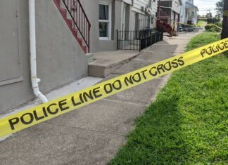 							                                Scene on Elm Street where a person was stabbed early Friday morning.                                 Ed Lewis | Times Leader					