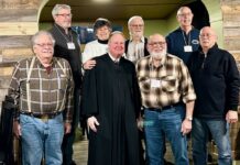 							                                Shown from left are, first row: George Hollock, Trustee; Judge Hughes, and Trustees Robert Geiser, John Kirn. Second row: Leo Loftus, Treasurer; Anne Wambold, Secretary; Steve McGinnis, Vice-President; and Pat Rushton, President.                                 Submitted Photo					