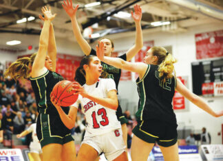 							                                Crestwoods Jackie Gallagher looks to pass against Archbishop Wood in last seasons PIAA Class 5A semifinal game. The teams meet again in the semifinals at 7:30 p.m. Tuesday at Bethlehem Liberty High School.                                 Fred Adams | Times Leader file photo					