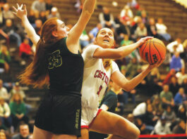 							                                Crestwood forward Charlie Hiller looks to score as Archbishop Wood forward Colleen Besachio defends in the third quarter of Tuesdays PIAA Class 5A semifinal in Bethlehem.                                 Fred Adams | For Times Leader					
