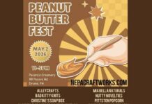 							                                Peanut Butter Fest Poster features the list of vendors and the date and time of the event 					