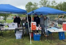 Slocum Twp. Volunteer Fire Co. sells out during Memorial Day bake sale Slocum Twp. Volunteer Fire Co. volunteers pose under the tents during the bake sale. Photo via Brianna Burford