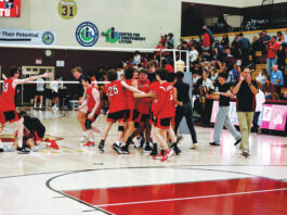 							                                Crestwood celebrates after winning Thursdays District 2 Class 2A boys volleyball championship, avenging a pair of losses to Holy Redeemer in recent weeks.                                 Buck Norton-Jennings | For Mountain Peaks					